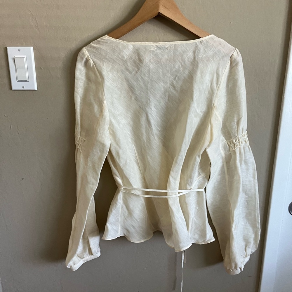 Max Studio Linen Silk Wrap Top Size M - Picture 2 of 5
